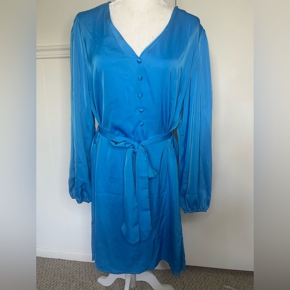 BTFBM Blue Buttoned Long Sleeve Polyester dress XL - Picture 1 of 8